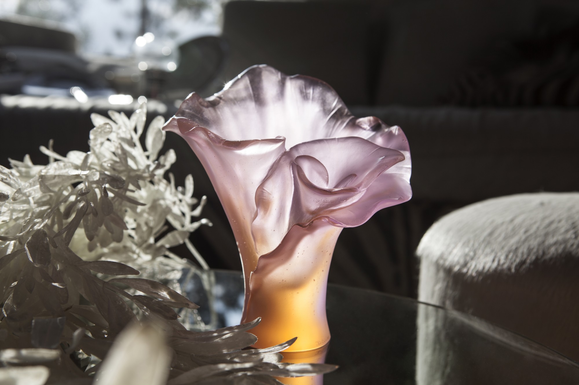 Floral style vase collection by Daum at Opulin