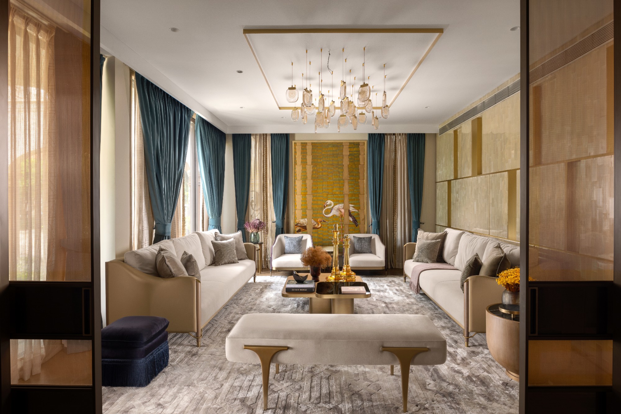 Azure Interior creates classic style grey and gold living room concept